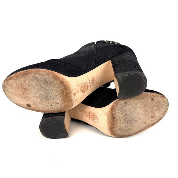 CHANEL 2014 Interlocking CC Chain Logo Black Ankle Booties Boots 38.5 8 - Picture 13 of 14